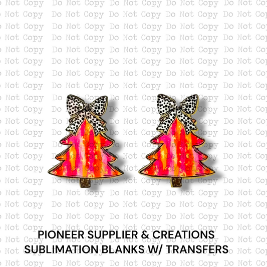 Orange Pink Tree Earring Sublimation Blanks