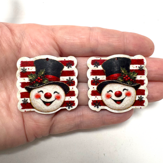 Holly Top Hat Snowman Earring Sublimation Blanks