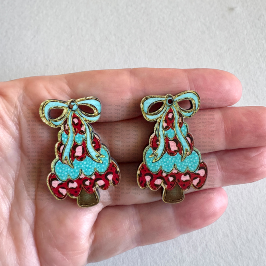 Glitzy Leopard Tree Earring Sublimation Blanks | CRC