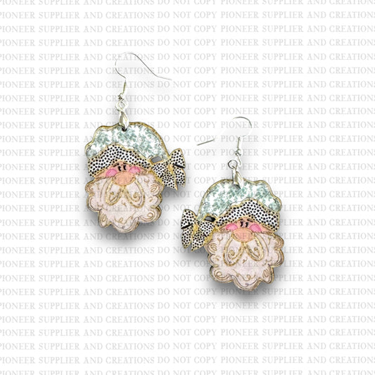 Santa Green Toile Hat Earring Sublimation Blanks | Exclusive Craft Corner