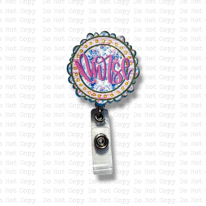 Nurse Floral Scalloped Badge Button Sublimation Blank | Set of 2 CRC