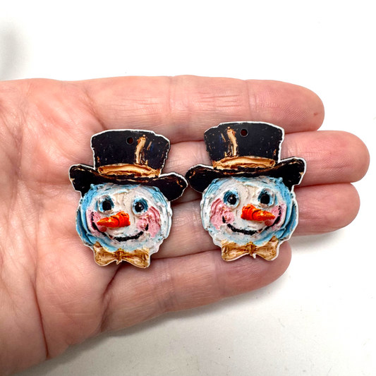 Hand Painted Snowman Earring Sublimation Blanks | TTDC