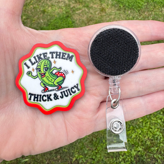 Thick and Juicy Pickle Badge Reel Sublimation Blanks | Set of 2