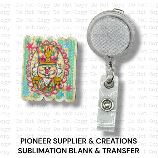 Striped Christmas Nutcracker Badge Button Sublimation Blank | Set of 2