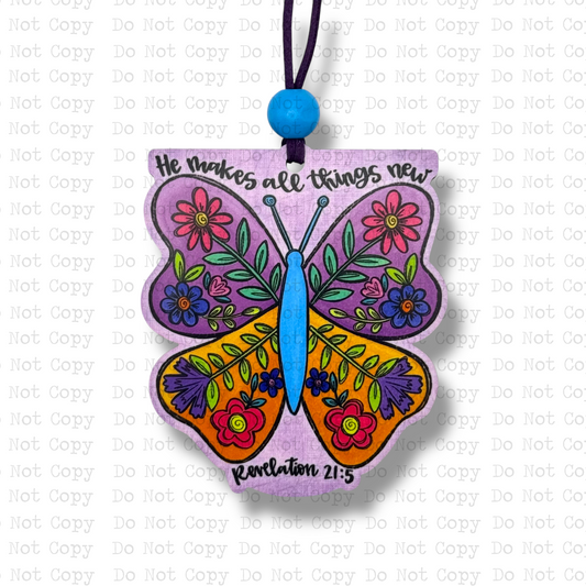 He Makes All Things New Car Charm Sublimation Blank | ARA