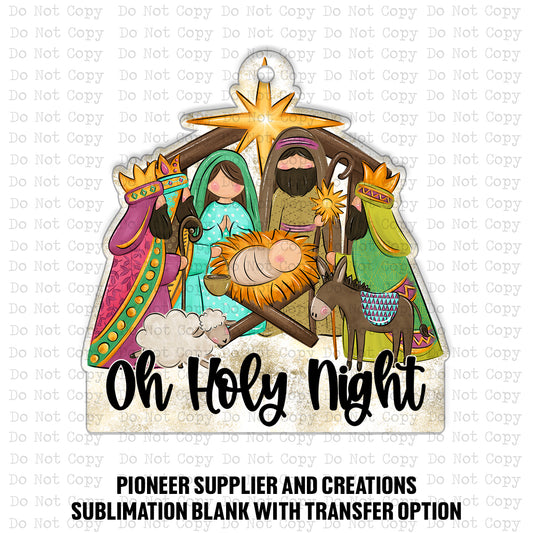 Oh Holy Night Jesus Ornament Sublimation Blank