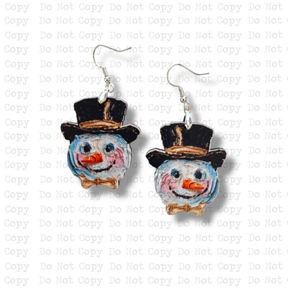 Hand Painted Snowman Earring Sublimation Blank Kit