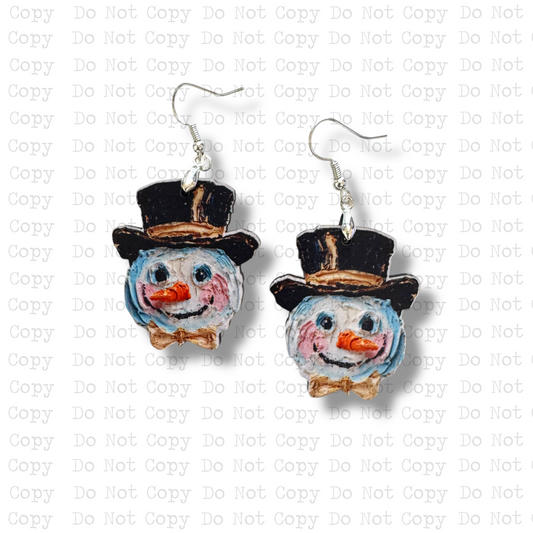 Hand Painted Snowman Earring Sublimation Blank Kit | TTDC