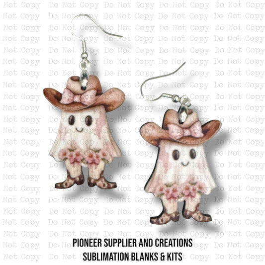 Sassy Cowgirl Ghost Earring Sublimation Blank Kit