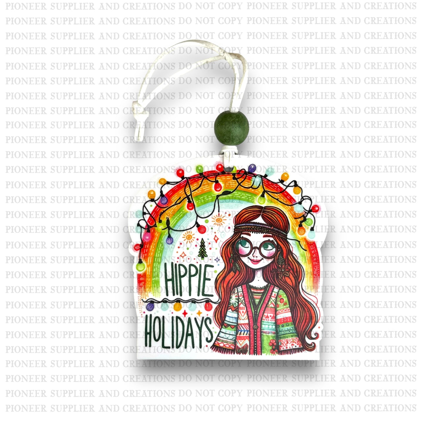 Hippie Holidays Ornament Sublimation Blank and Transfer | Exclusive