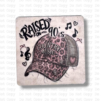 Raised On 90s Country Hat Badge Button Sublimation Blank