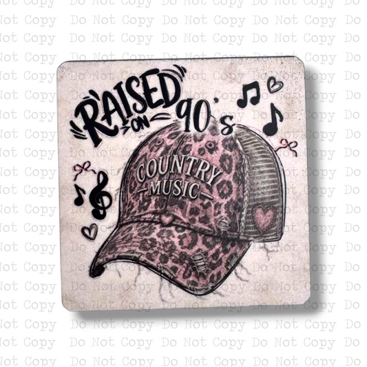 Raised On 90s Country Hat Badge Button Sublimation Blank