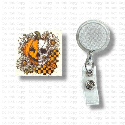 Pumpkin Skull Badge Reel Sublimation Blank Kit