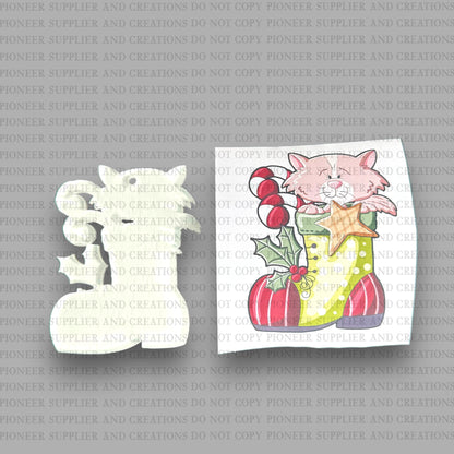 Christmas Stocking Kitty Ornament Sublimation Blank with TRANSFER| Acrylic Exclusive