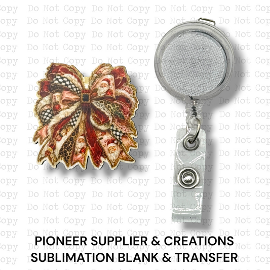 Santa Christmas Bow Badge Button Sublimation Blank | Set of 2