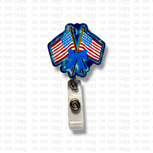 Flags Bow Badge Button Sublimation Blank | Set of 2 TCC