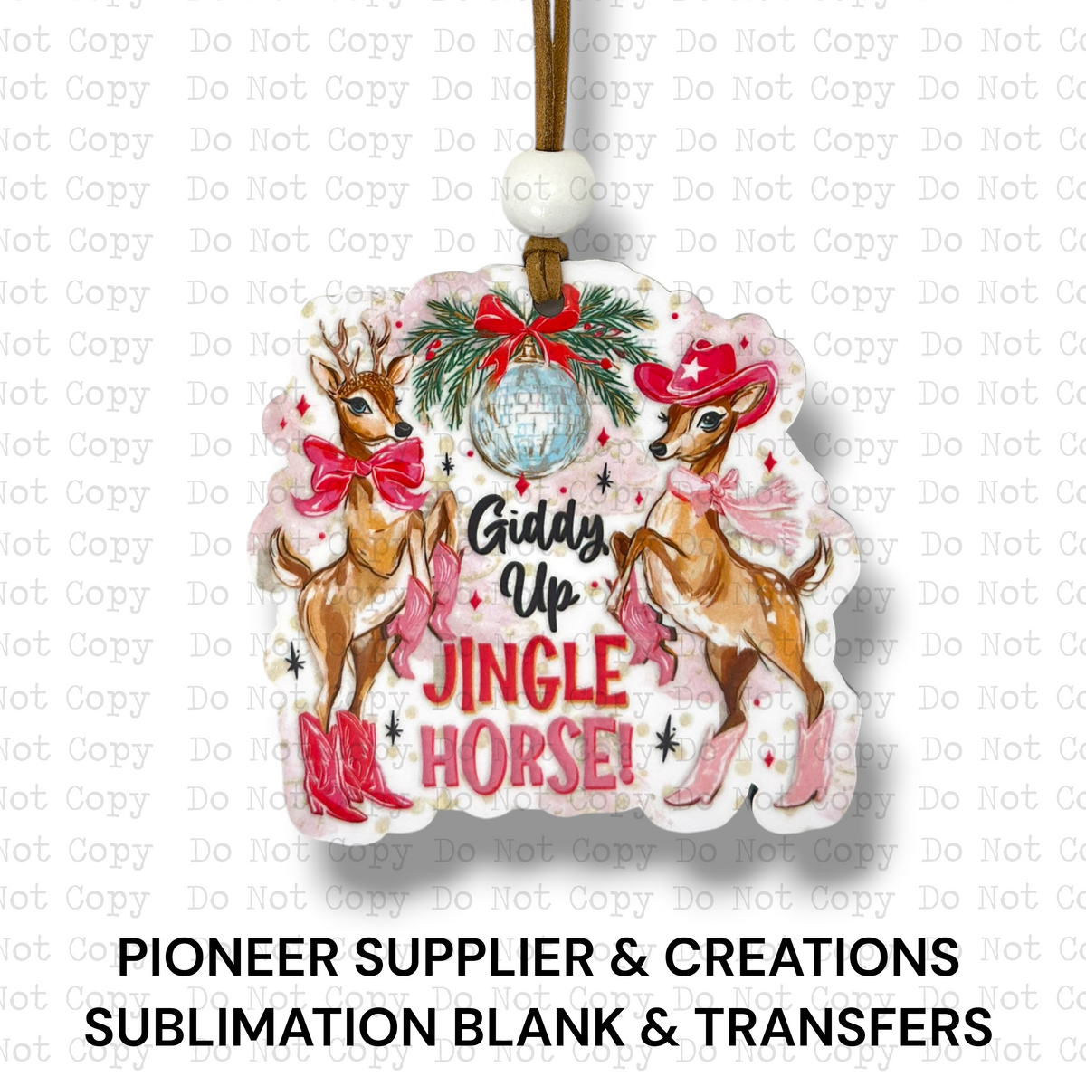 Giddy Up Jingle Horse Ornament Sublimation Blank