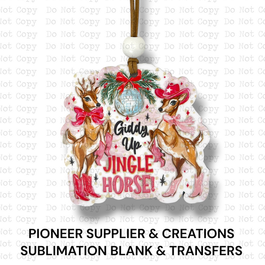 Giddy Up Jingle Horse Ornament Sublimation Blank