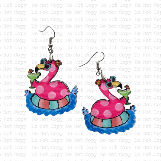 Pool Floating Flamingo Earring Sublimation Blank Kit | RLDD