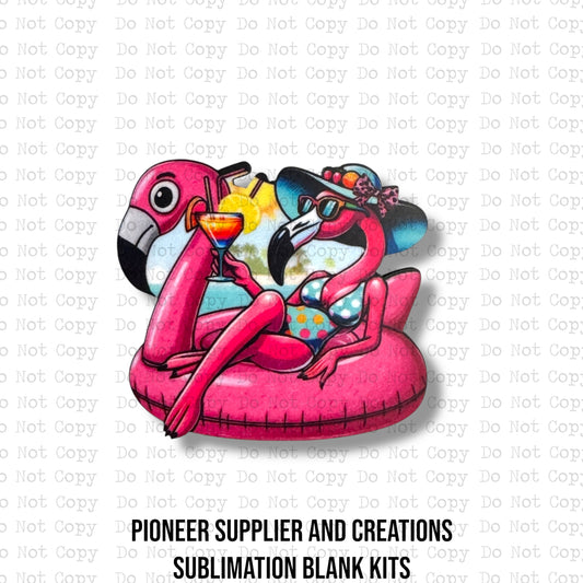 Flamingo On Float Lapel Pin Sublimation Blank Kit