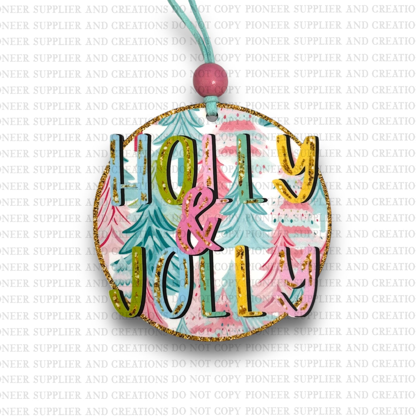 Holly and Jolly Ornament Sublimation Blank and Transfer | Exclusive