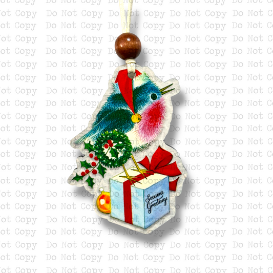 Vintage Bluebird Christmas Ornament Sublimation Blank