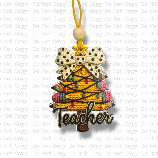 Teacher Pencil Christmas Tree Ornament Sublimation Blank