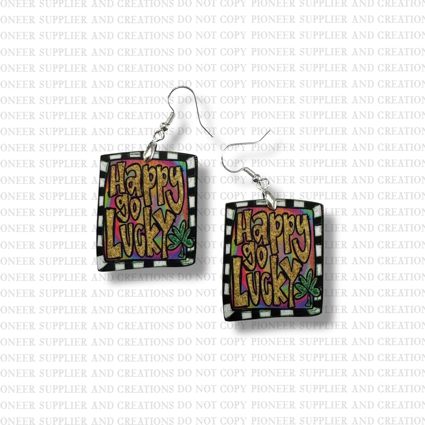 Happy Go Lucky Earring Sublimation Blanks | Exclusive Alicia Ray Art