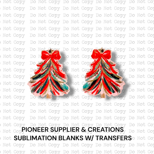 Red Brushstroke Tree Earring Sublimation Blanks
