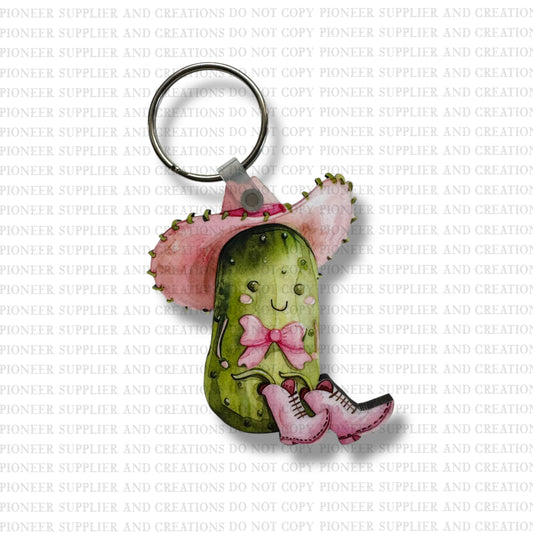 Sitting Cowgirl Pickle Keychain Sublimation Blank Kit