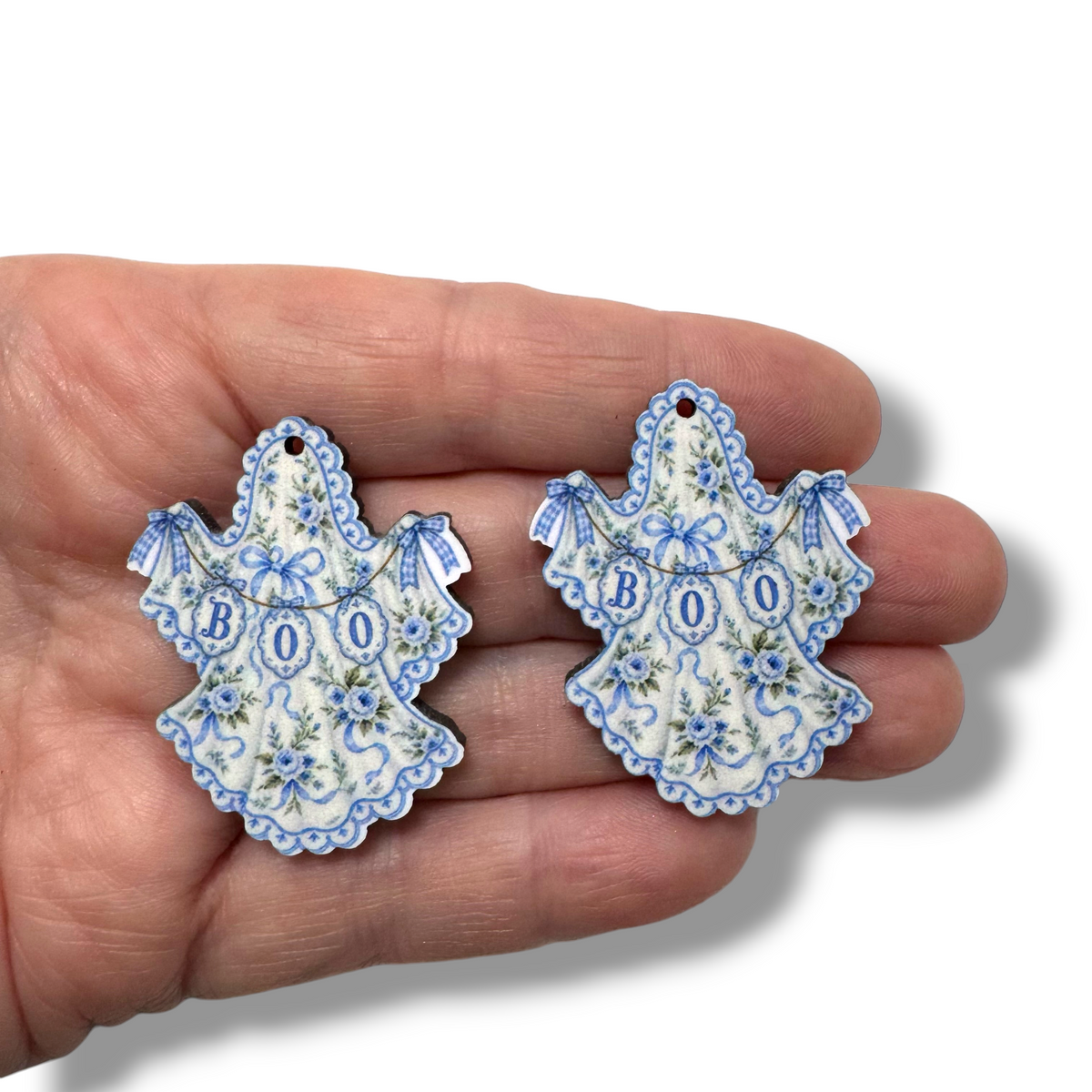 Frilly Blue Boo Ghost Earring Sublimation Blanks | HD&M