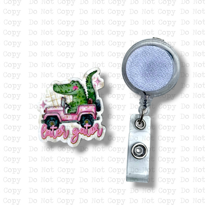 Later Gator Pink Truck Badge Button Sublimation Blank | Set of 2 PHDC