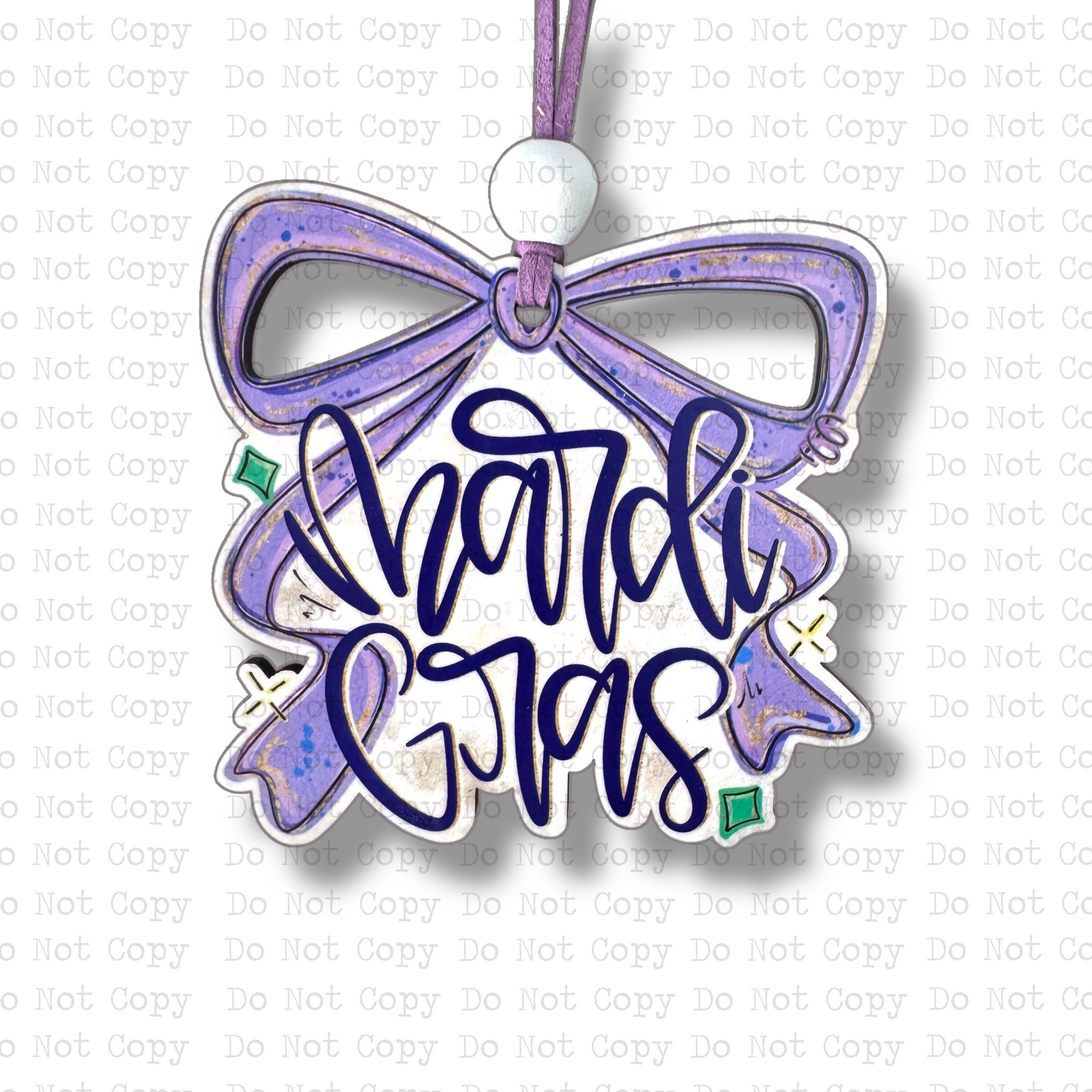Mardi Gras Bow Car Charm Sublimation Blank
