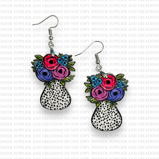Floral Vase Earring Sublimation Blanks | Exclusive Alicia Ray Art