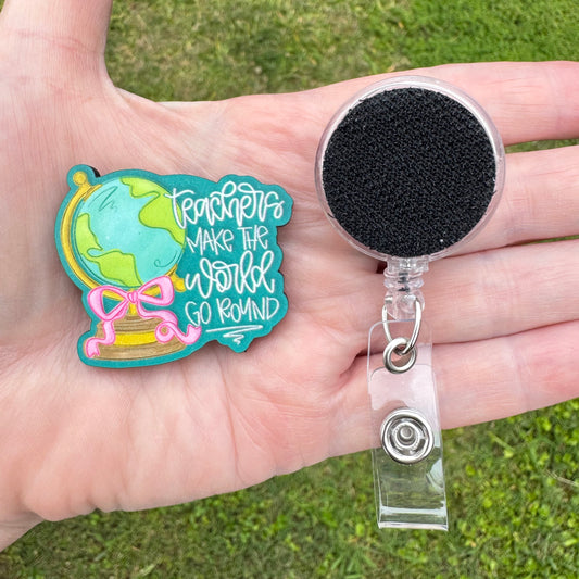 Teachers Make The World Go Round Badge Button Sublimation Blank | Set of 2 J&CD