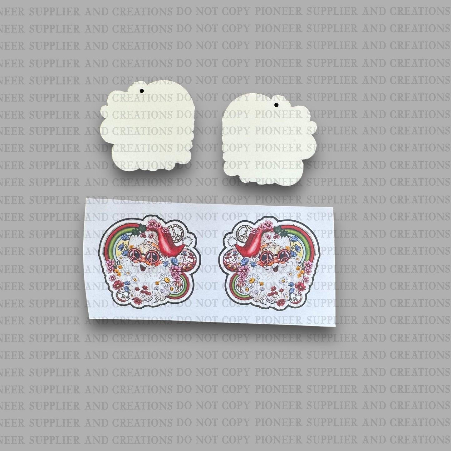 Hippie Santa Claus Earring Sublimation Blank Kits w/ transfers and hardware) | Exclusive