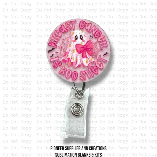 Breast Cancer is Boo Sheet Badge Reel Sublimation Blanks | Set of 2