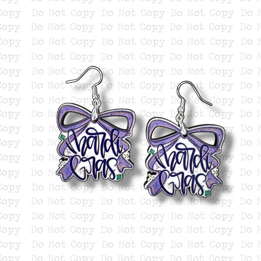 Mardi Gras Bow Earring Sublimation Blank Kit