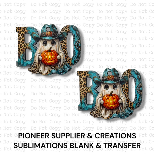 Boo Cowboy Ghost Mini Ornaments Sublimation Blank | Set of 2