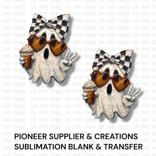 Iced Latte Ghost Mini Ornaments Sublimation Blank | Set of 2