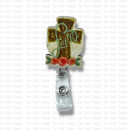Floral Faith Cross Badge Button Sublimation Blank | Set of 2