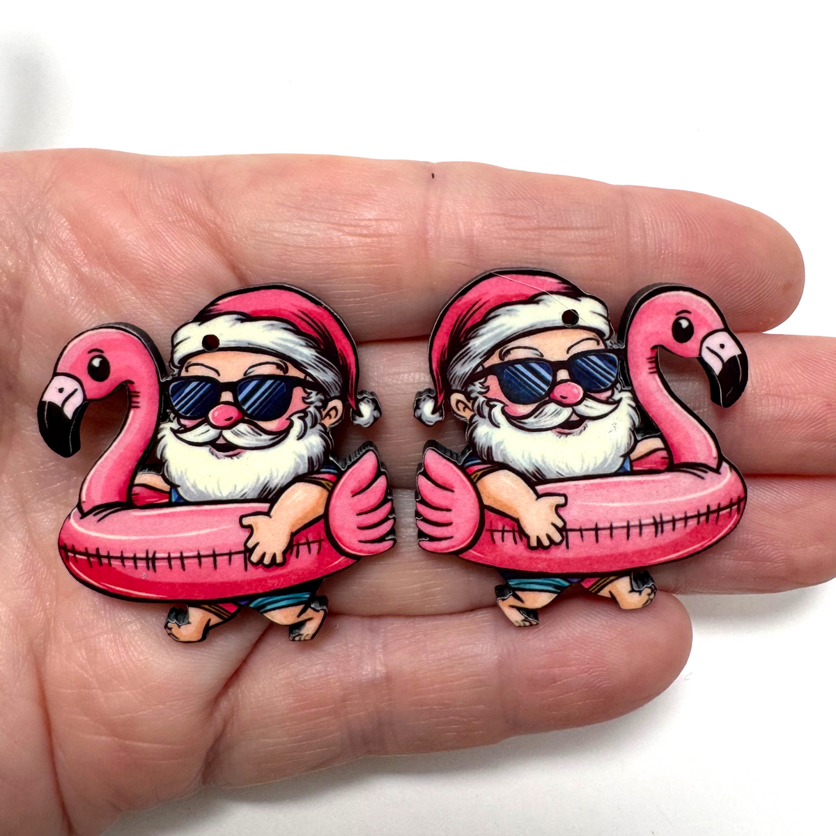 Santa Flamingo Float Earring Sublimation Blanks