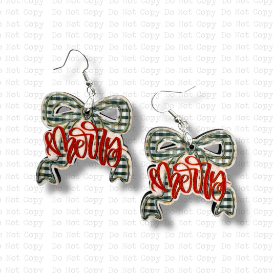 Merry Bow Earring Sublimation Blank Kit