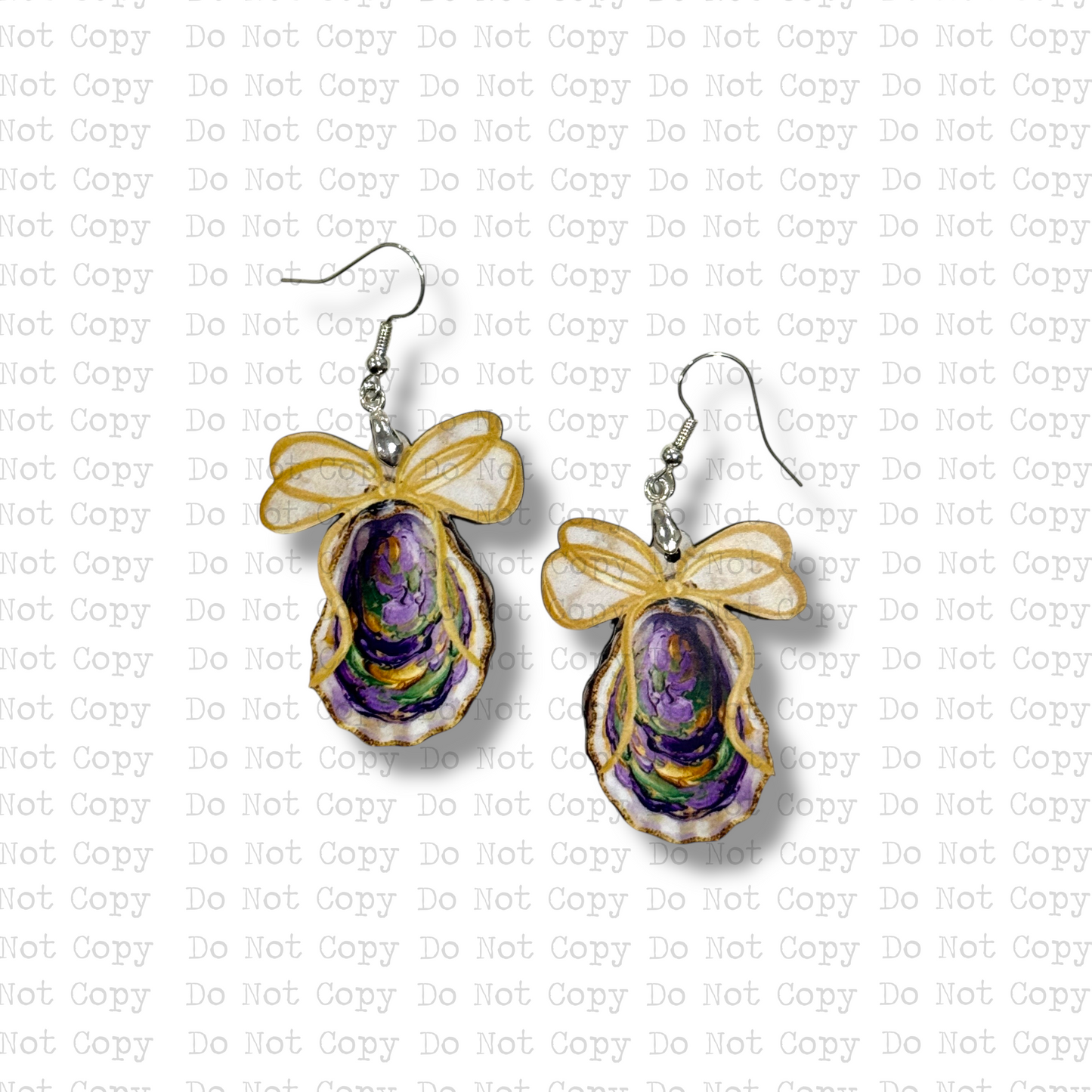 Mardi Gras Pearl Gold Bow Earring Sublimation Blank Kit