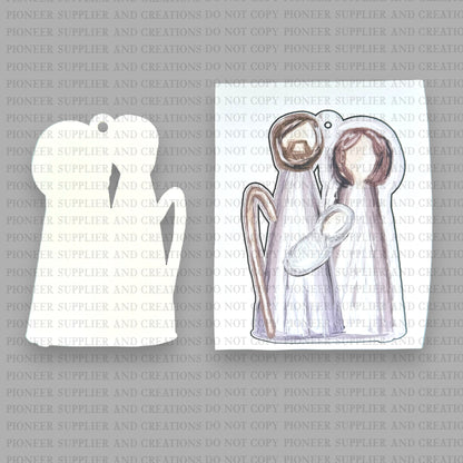 Rustic Nativity Ornament Sublimation Blank and Transfer | Exclusive