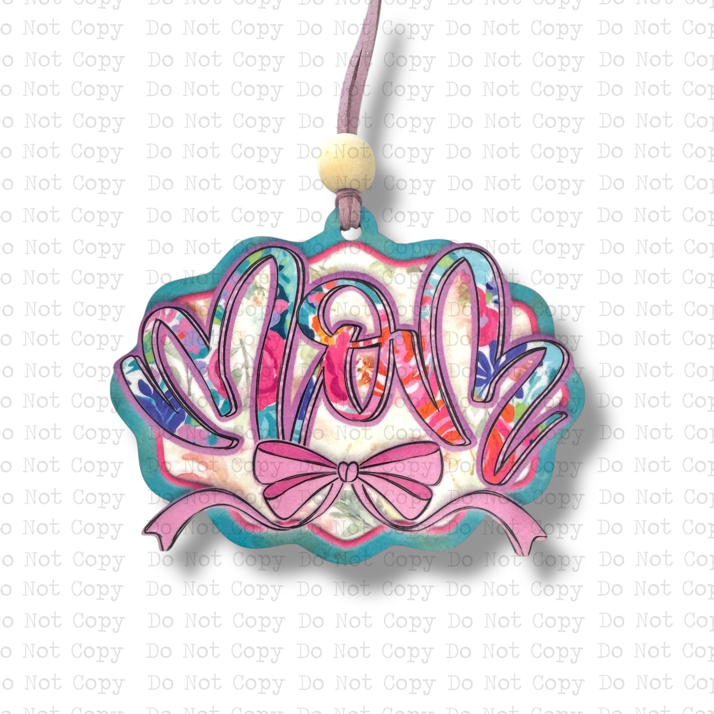 Mom Bright Painted Floral Car Charm Sublimation Blank