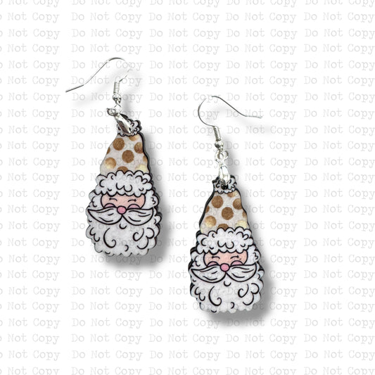 Gold Polkadot Santa Earring Sublimation Blank Kit
