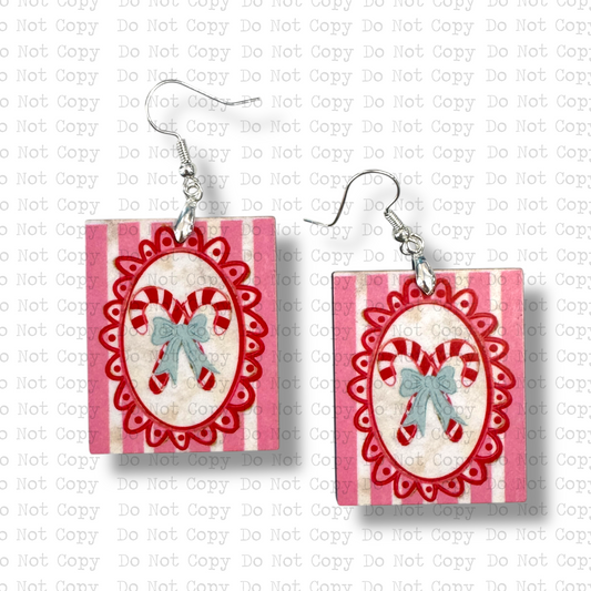 Pink Peppermint Sticks Earring Sublimation Blank Kit