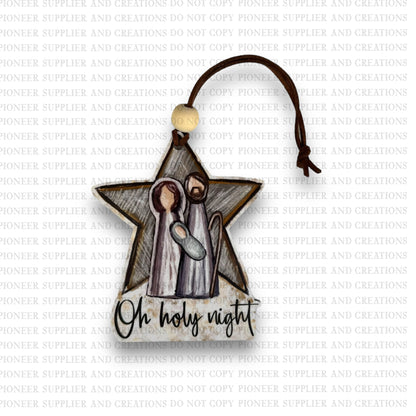 Oh Holy Night Star Ornament Sublimation Blank and Transfer | Exclusive