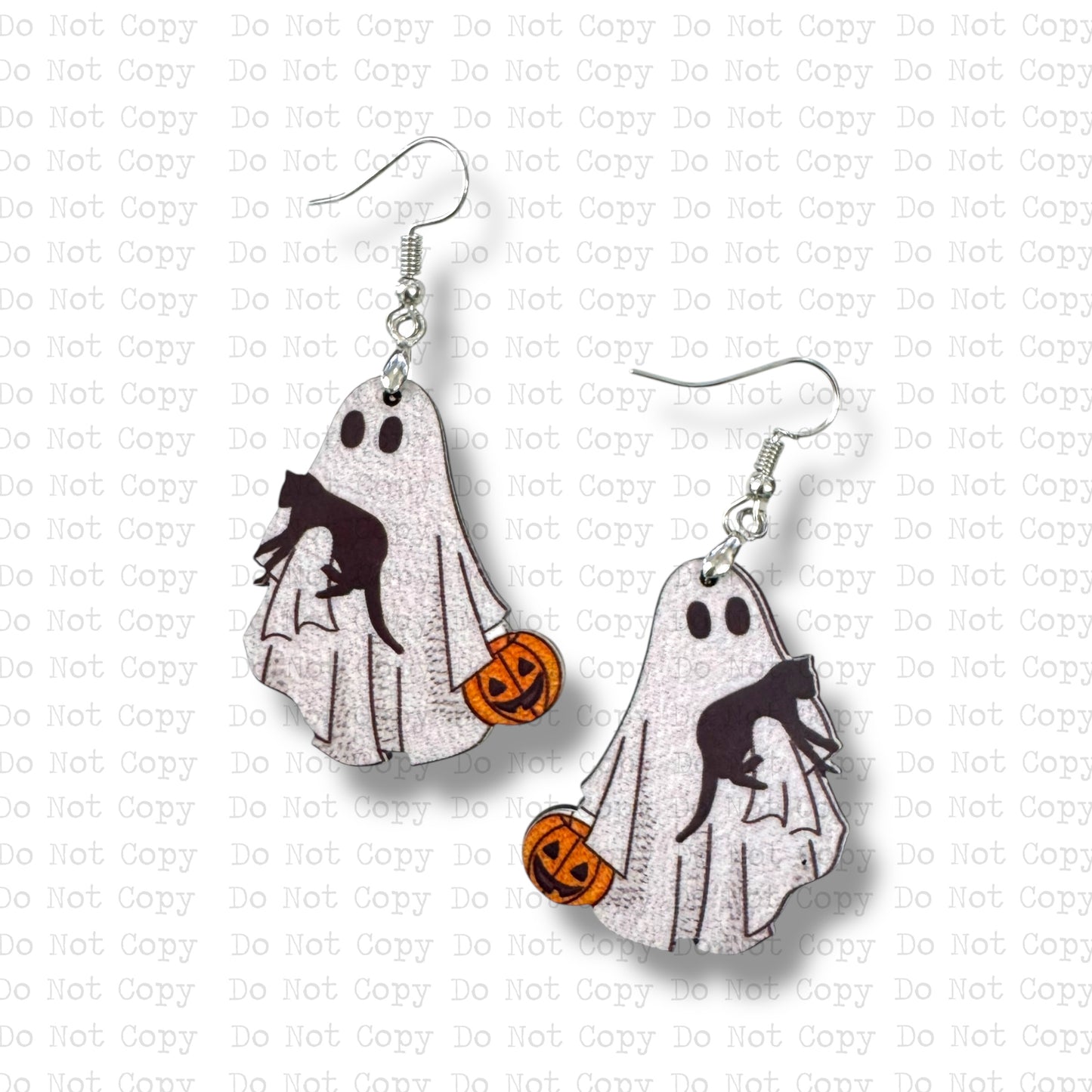 Ghost with Cat Earring Sublimation Blank Kit